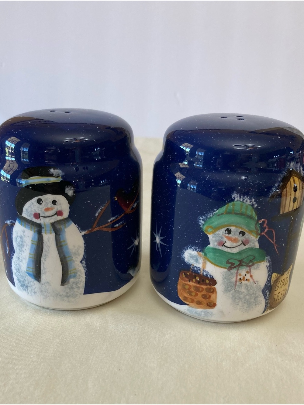 Crazy Mountain Snowman Salt and Pepper Shakers - Blue